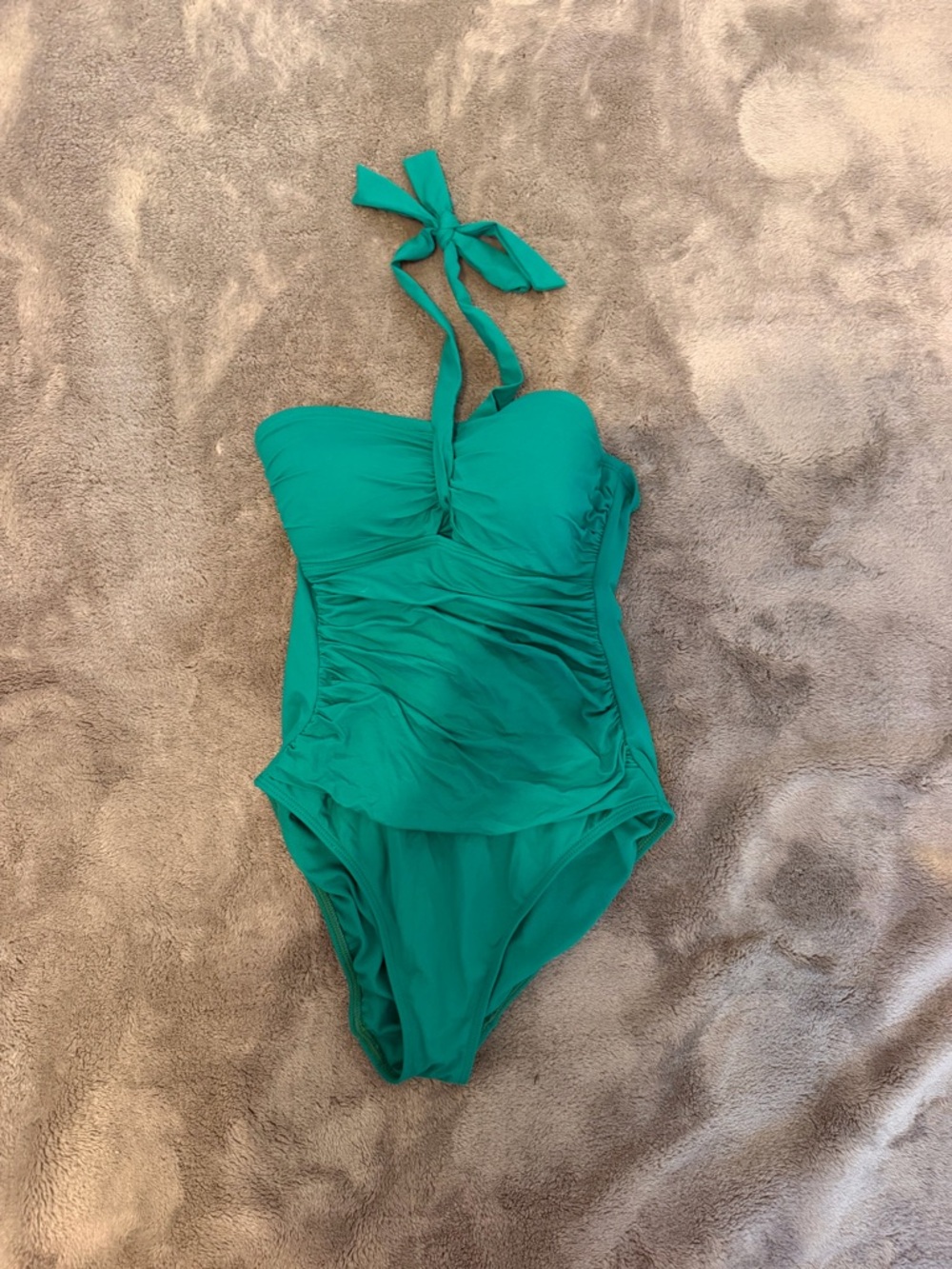 Women’s Green One-Piece Swimsuit with Halter Tie